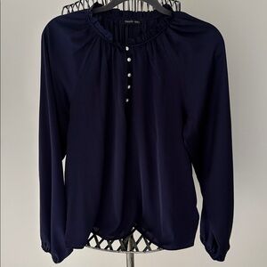 Robertson+Rodeo Navy Blouse with Pearl Button Details
